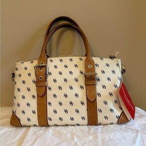 Dooney & Bourke blue and white monogrammed handbag NWT